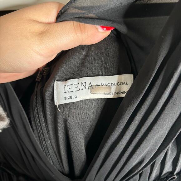 Ieena for Mac Duggal Tie Shoulder Gown Black Size 2 - Picture 7 of 7
